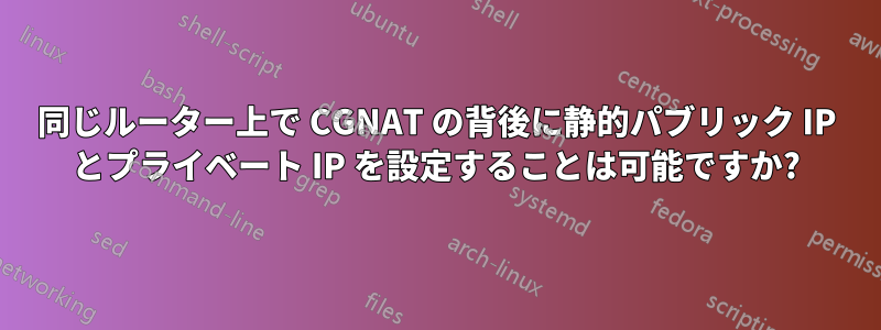 同じルーター上で CGNAT の背後に静的パブリック IP とプライベート IP を設定することは可能ですか?