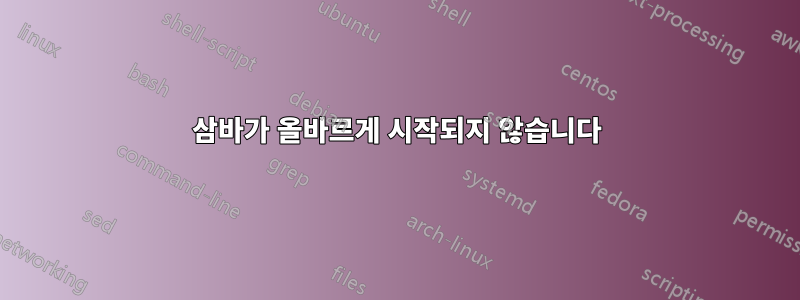 삼바가 올바르게 시작되지 않습니다