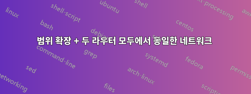 범위 확장 + 두 라우터 모두에서 동일한 네트워크