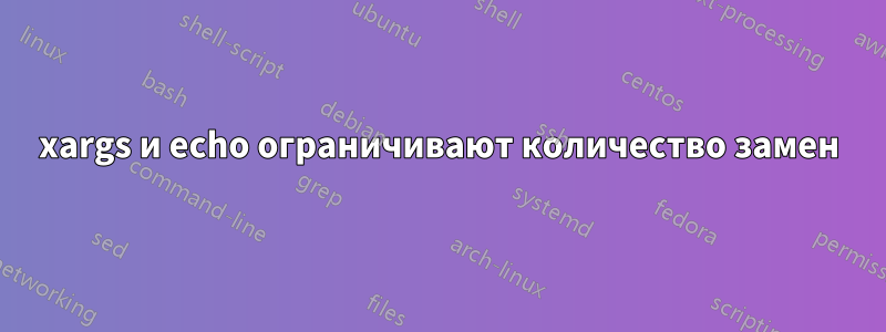 xargs и echo ограничивают количество замен