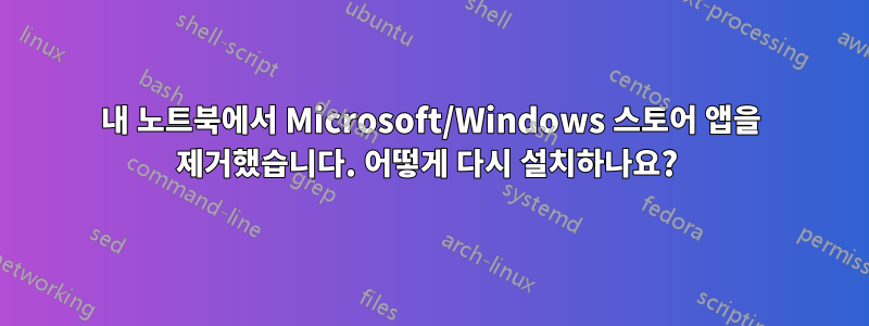 내 노트북에서 Microsoft/Windows 스토어 앱을 제거했습니다. 어떻게 다시 설치하나요? 