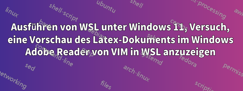 Ausführen von WSL unter Windows 11, Versuch, eine Vorschau des Latex-Dokuments im Windows Adobe Reader von VIM in WSL anzuzeigen