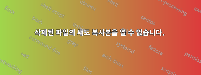 삭제된 파일의 섀도 복사본을 열 수 없습니다.