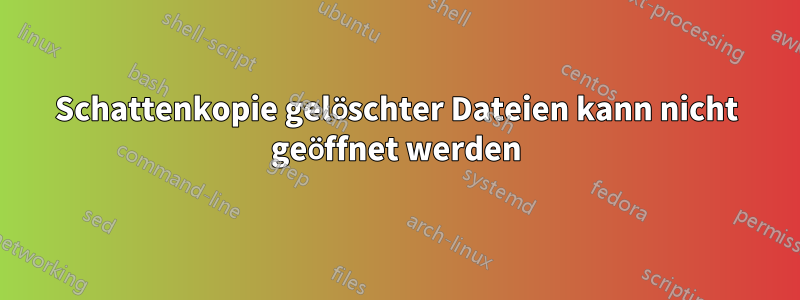 Schattenkopie gelöschter Dateien kann nicht geöffnet werden