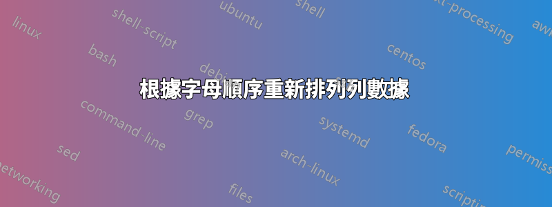 根據字母順序重新排列列數據