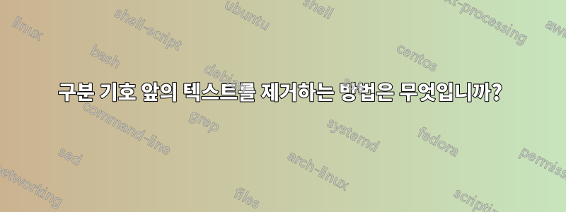 구분 기호 앞의 텍스트를 제거하는 방법은 무엇입니까?