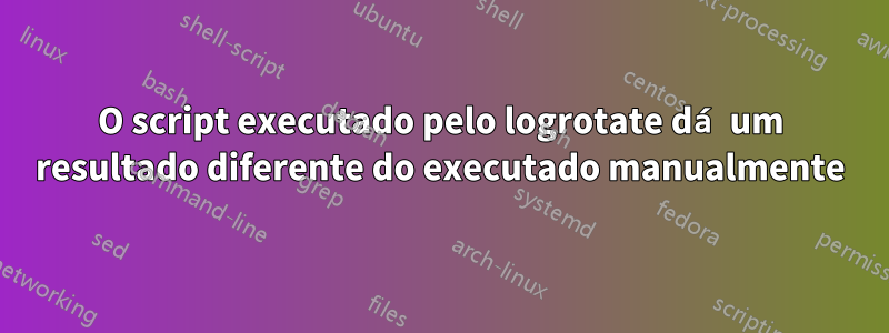 O script executado pelo logrotate dá um resultado diferente do executado manualmente