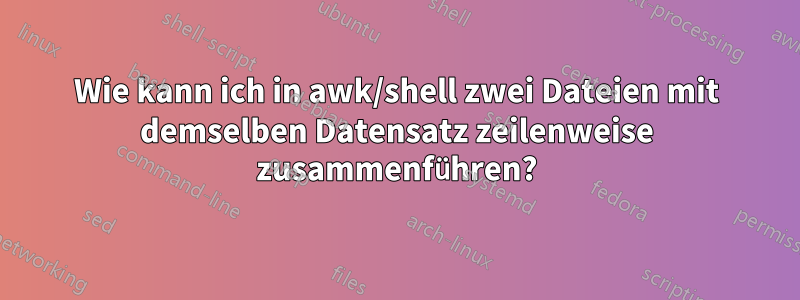 Wie kann ich in awk/shell zwei Dateien mit demselben Datensatz zeilenweise zusammenführen?