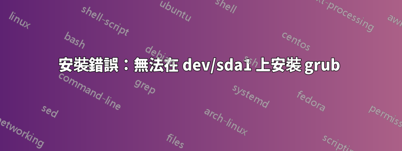 安裝錯誤：無法在 dev/sda1 上安裝 grub