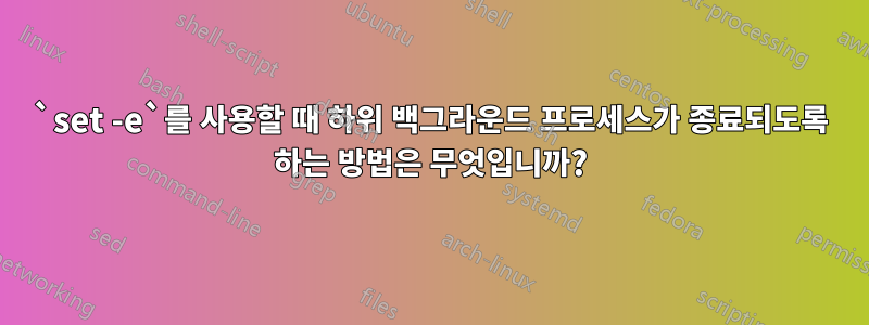 `set -e`를 사용할 때 하위 백그라운드 프로세스가 종료되도록 하는 방법은 무엇입니까?