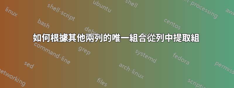 如何根據其他兩列的唯一組合從列中提取組