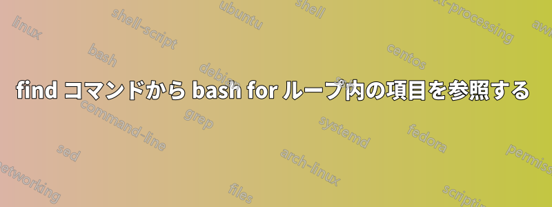 find コマンドから bash for ループ内の項目を参照する