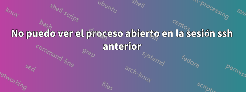 No puedo ver el proceso abierto en la sesión ssh anterior