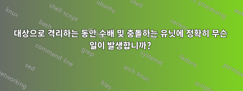 대상으로 격리하는 동안 수배 및 충돌하는 유닛에 정확히 무슨 일이 발생합니까?