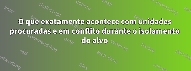 O que exatamente acontece com unidades procuradas e em conflito durante o isolamento do alvo