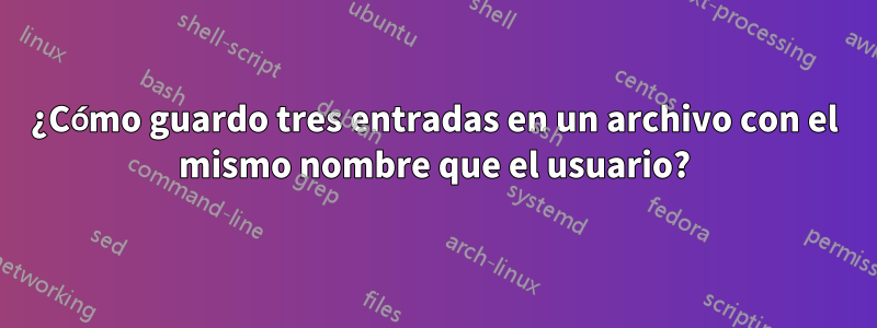 ¿Cómo guardo tres entradas en un archivo con el mismo nombre que el usuario?