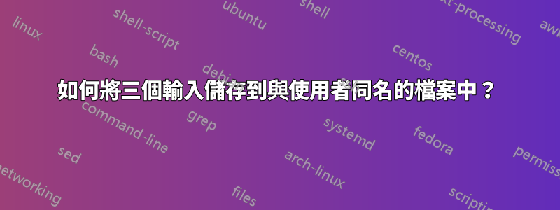 如何將三個輸入儲存到與使用者同名的檔案中？