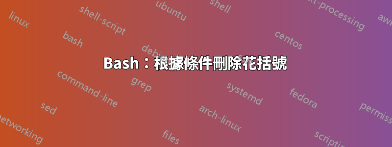 Bash：根據條件刪除花括號