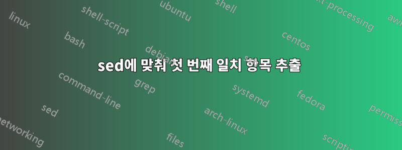 sed에 맞춰 첫 번째 일치 항목 추출