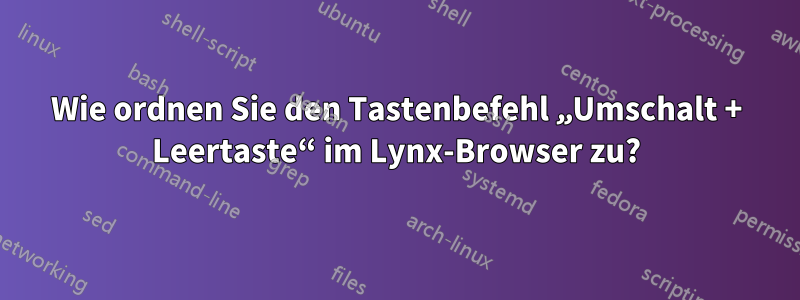 Wie ordnen Sie den Tastenbefehl „Umschalt + Leertaste“ im Lynx-Browser zu?