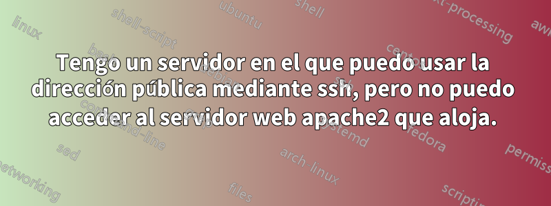 Tengo un servidor en el que puedo usar la dirección pública mediante ssh, pero no puedo acceder al servidor web apache2 que aloja.