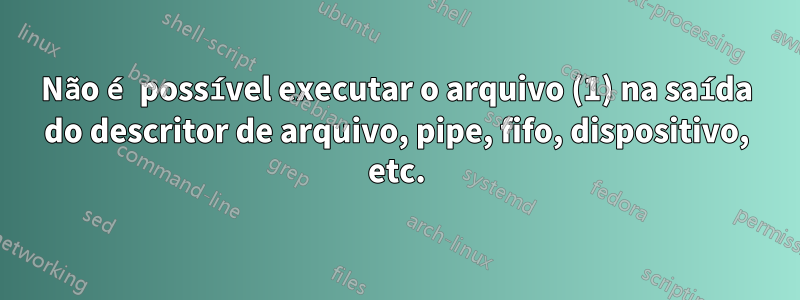 Não é possível executar o arquivo (1) na saída do descritor de arquivo, pipe, fifo, dispositivo, etc.