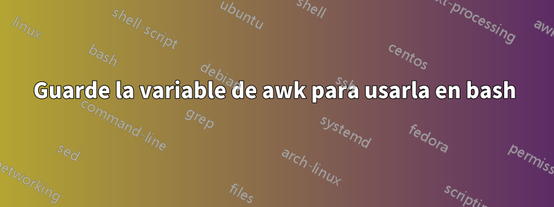 Guarde la variable de awk para usarla en bash