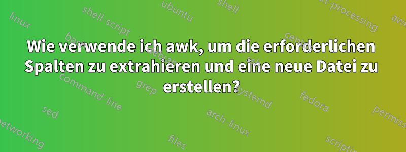 Wie verwende ich awk, um die erforderlichen Spalten zu extrahieren und eine neue Datei zu erstellen?