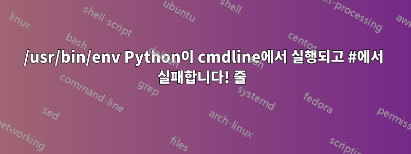 /usr/bin/env Python이 cmdline에서 실행되고 #에서 실패합니다! 줄 