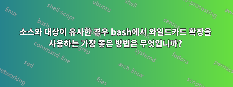 소스와 대상이 유사한 경우 bash에서 와일드카드 확장을 사용하는 가장 좋은 방법은 무엇입니까?