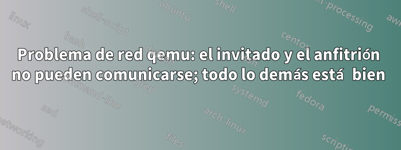 Problema de red qemu: el invitado y el anfitrión no pueden comunicarse; todo lo demás está bien