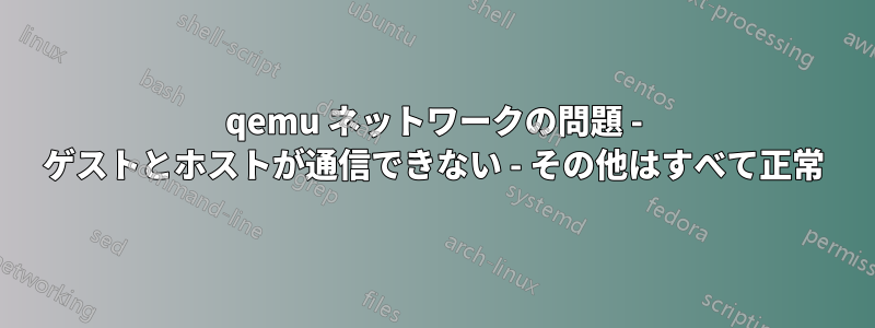 qemu ネットワークの問題 - ゲストとホストが通信できない - その他はすべて正常