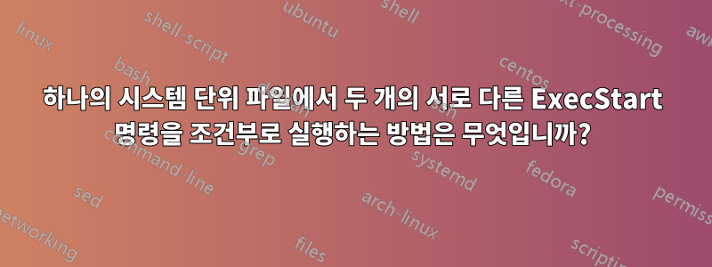 하나의 시스템 단위 파일에서 두 개의 서로 다른 ExecStart 명령을 조건부로 실행하는 방법은 무엇입니까?