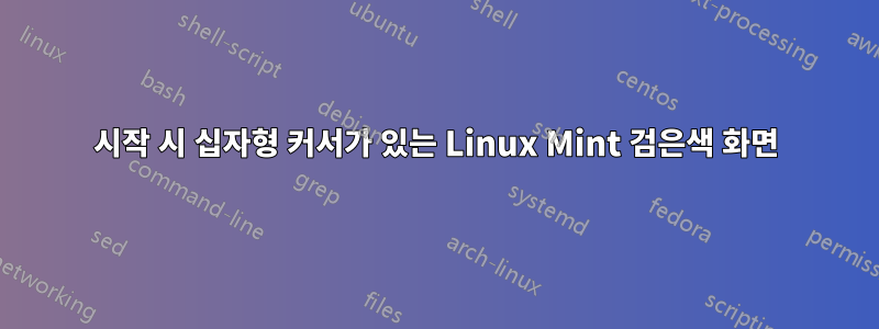 시작 시 십자형 커서가 있는 Linux Mint 검은색 화면