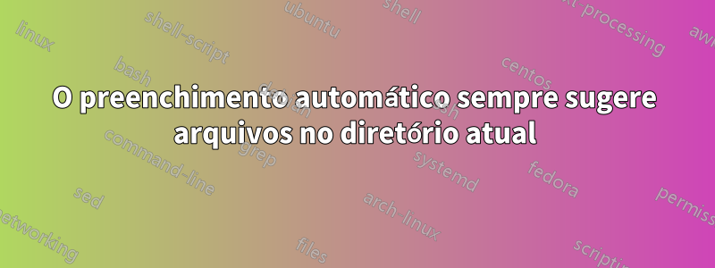 O preenchimento automático sempre sugere arquivos no diretório atual