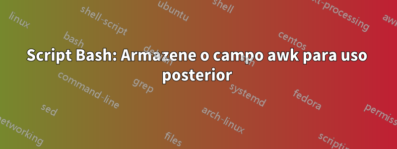 Script Bash: Armazene o campo awk para uso posterior