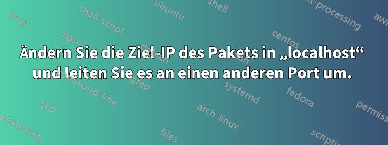 Ändern Sie die Ziel-IP des Pakets in „localhost“ und leiten Sie es an einen anderen Port um.