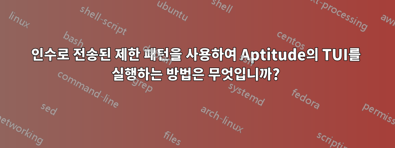 인수로 전송된 제한 패턴을 사용하여 Aptitude의 TUI를 실행하는 방법은 무엇입니까?