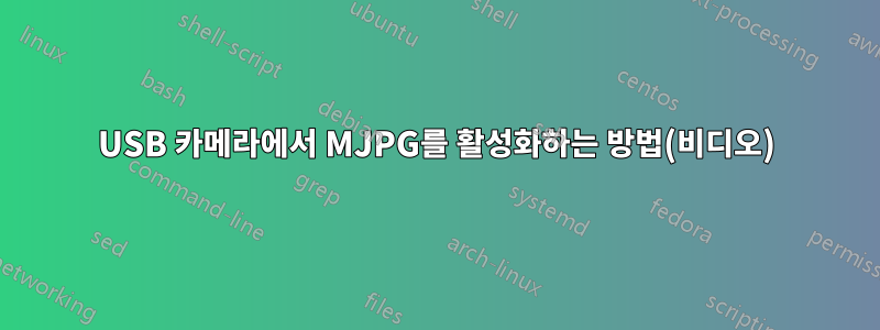 USB 카메라에서 MJPG를 활성화하는 방법(비디오)