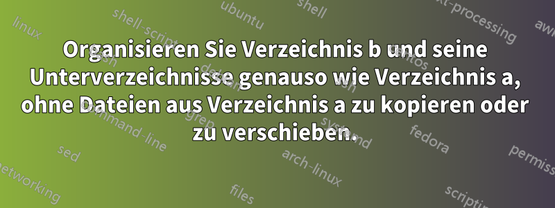 Organisieren Sie Verzeichnis b und seine Unterverzeichnisse genauso wie Verzeichnis a, ohne Dateien aus Verzeichnis a zu kopieren oder zu verschieben.