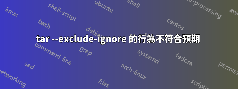 tar --exclude-ignore 的行為不符合預期