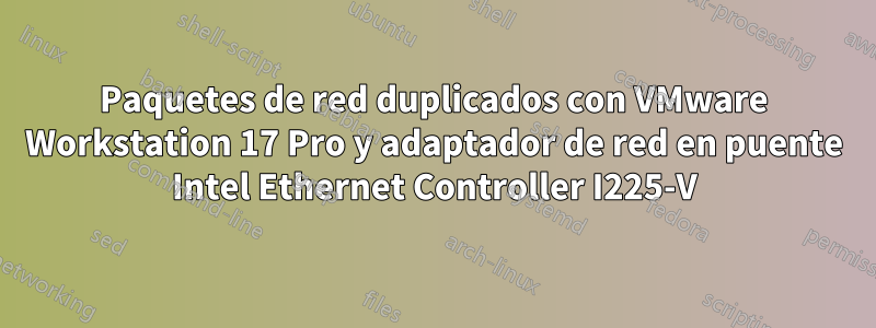 Paquetes de red duplicados con VMware Workstation 17 Pro y adaptador de red en puente Intel Ethernet Controller I225-V