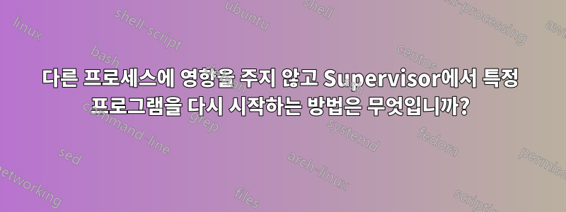 다른 프로세스에 영향을 주지 않고 Supervisor에서 특정 프로그램을 다시 시작하는 방법은 무엇입니까?