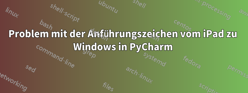 Problem mit der Anführungszeichen vom iPad zu Windows in PyCharm