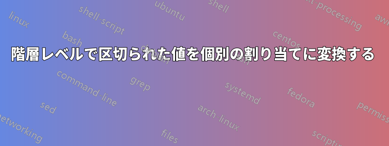 階層レベルで区切られた値を個別の割り当てに変換する