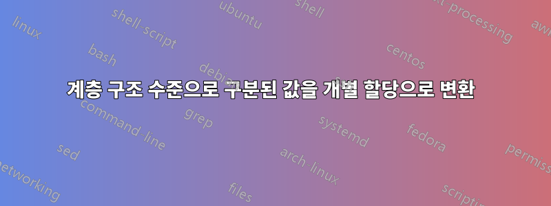 계층 구조 수준으로 구분된 값을 개별 할당으로 변환 