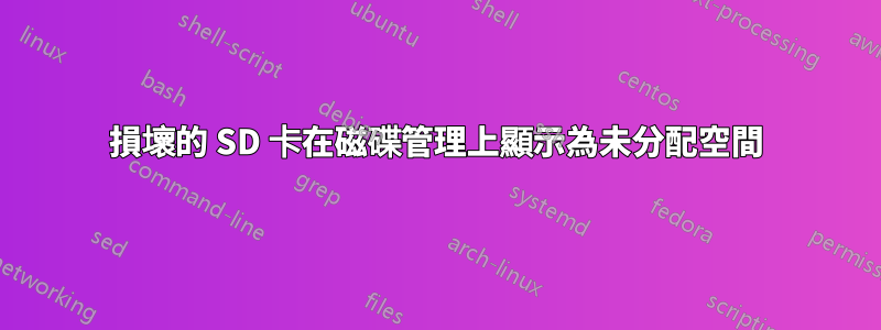 損壞的 SD 卡在磁碟管理上顯示為未分配空間