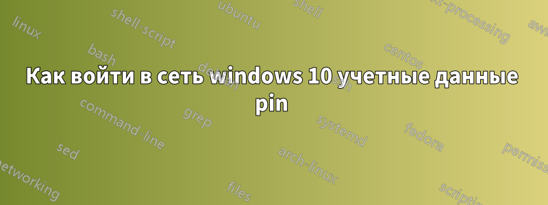 Как войти в сеть windows 10 учетные данные pin