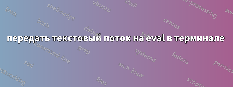 передать текстовый поток на eval в терминале