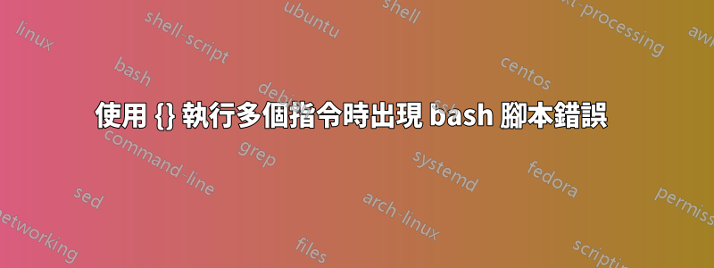 使用 {} 執行多個指令時出現 bash 腳本錯誤 